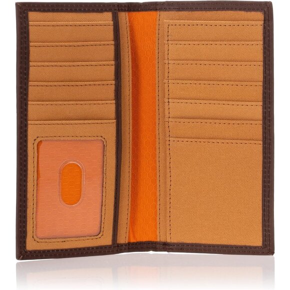 ✨Men's Brown Timberland Pro Smooth Leather Long Bifold Rodeo Slim fold Wallet - Picture 4 of 4
